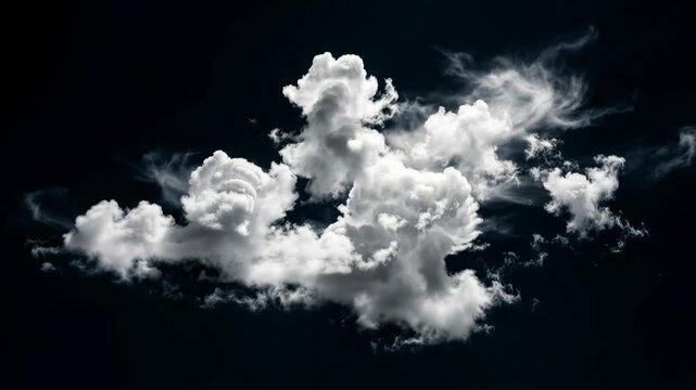 white clouds loop isolated on a black background