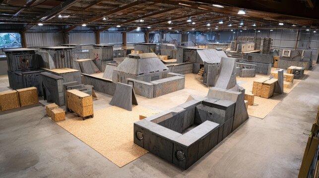 Indoor Urban Recreation Space with Concrete and Wooden Structures