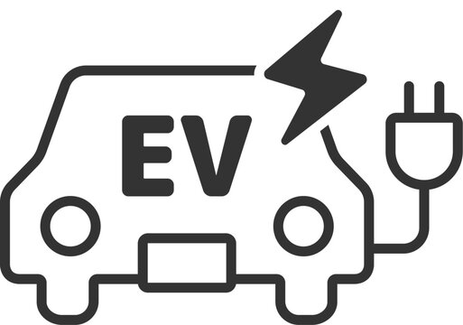 EVカーのアイコン（線画）のイラスト