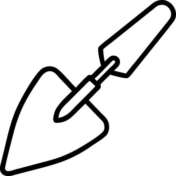 Construction outline vector icon of trowel, symbol of masonry, plastering and building work.