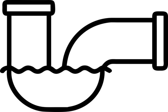 Pipe outline vector icon symbolizing plumbing, water systems and construction maintenance.