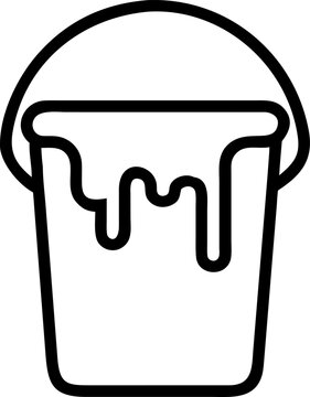 Paint bucket outline vector icon representing renovation, decoration and creativity.