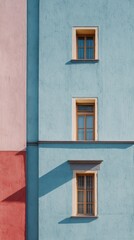 Fototapeta premium Aesthetic Colorful Facade with Windows in Urban Environment