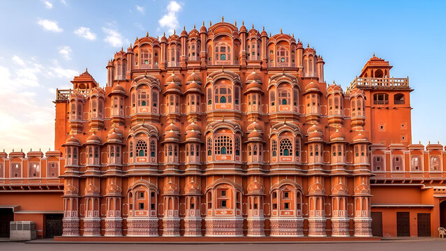 Pink Sandstone Hawa Mahal with Arches