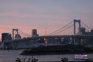 Fototapeta premium Evening view of Tokyo Bay after sunset
