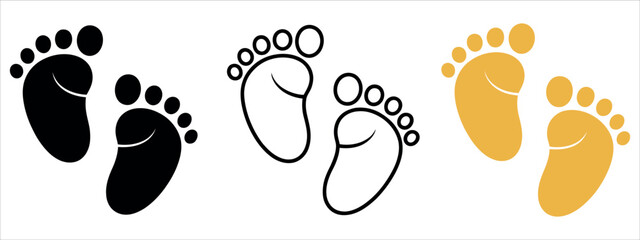 Fototapeta premium Minimalist vector illustration of barefoot footprints in contrasting colors, ideal for wellness, travel, or lifestyle marketing and educational materials.