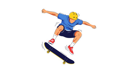 Obraz premium Dynamic illustration of skateboarder performing a trick in mid-air