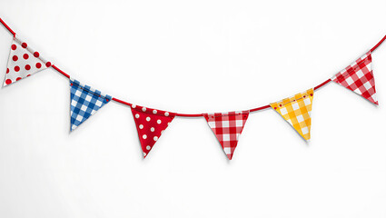 Obraz premium Red White Blue Yellow Gingham Polka Dot Bunting Garland flag banner