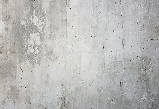 A close-up of a textured, weathered concrete wall with visible cracks, patches, and rough surface details in shades of gray.