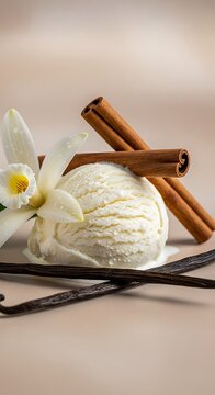 Vanilla Ice Cream with Cinnamon and Vanilla Bean.