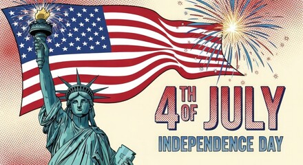 Obraz premium Celebrating independence day a patriotic american scene with fireworks and liberty