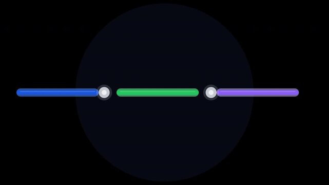 Dark interface with blue green and purple sliders for web and app design, technology concepts, digital projects, or software themes.