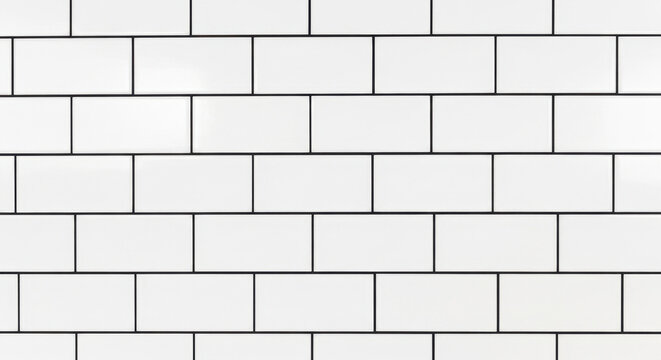 Clean white subway tile pattern with dark grout for a modern and minimalist background