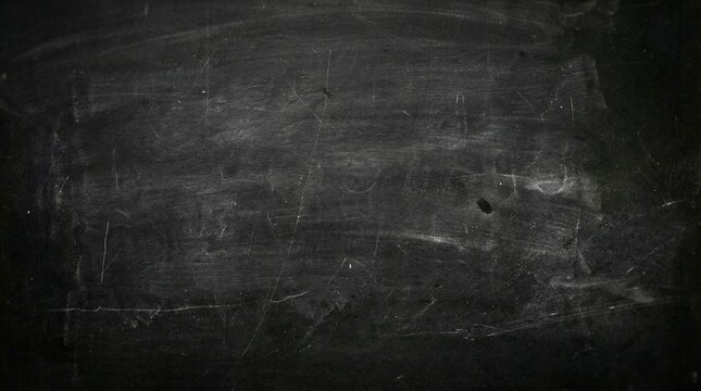 Empty messy black chalkboard surface with chalk dust smudges for background