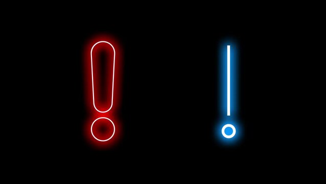 Two exclamation mark icon glow effect animation