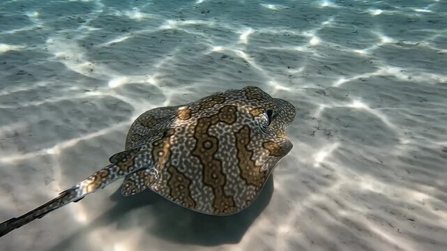 Stingray Glides Silently Over Sandy Seabed