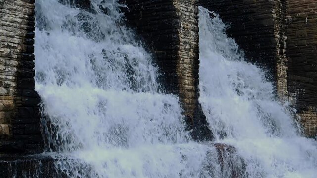 Cascade waterfall on the historic Byrd Creek Dam located at Cumberland Mountain State Park