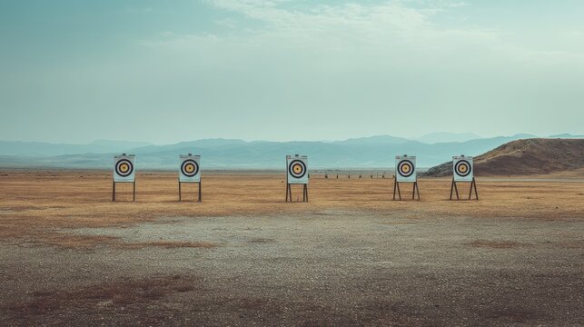 Archery Range with Multiple Targets in an Open Landscape Scene