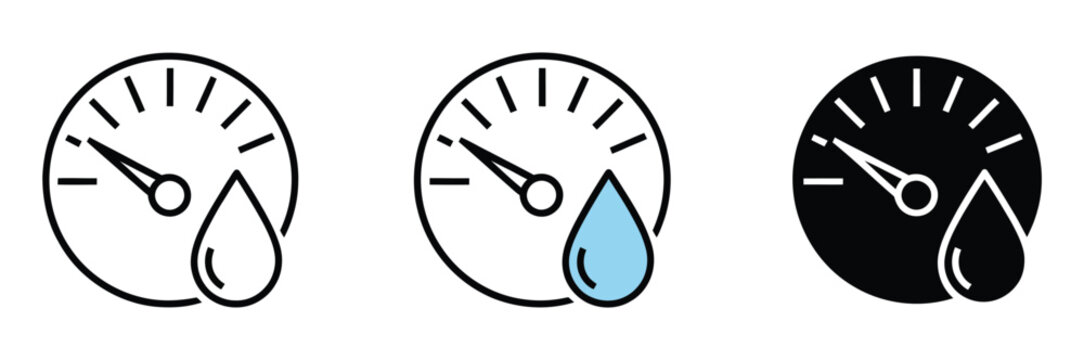 Hygrometer, vector icon symbol template, humidity and climate measurement, weather monitoring device, temperature and moisture control, flat vector graphics for web, apps, UI design, and environmental