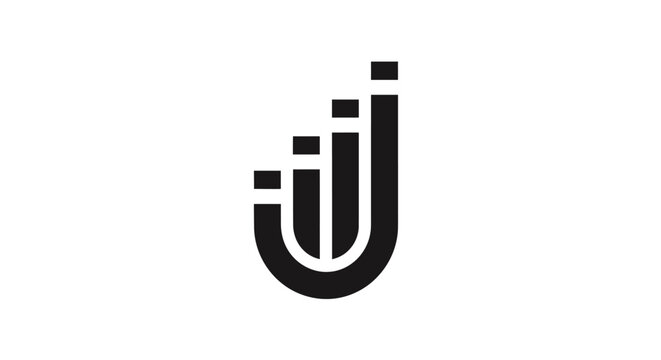 A stylized black and white logo.