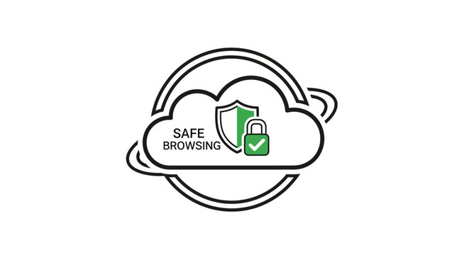Cloud safe browsing security icon.