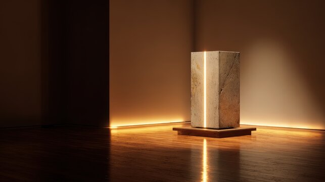 Marble Sculpture Illuminated in Modern Minimalist Room Design