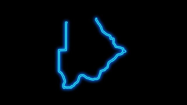 Botswana Country Map Neon Lights, Abstract Botswana Neon Lights Map Opener Suitable for Politics, Elections, Travel, News and Sports Events and Presentations