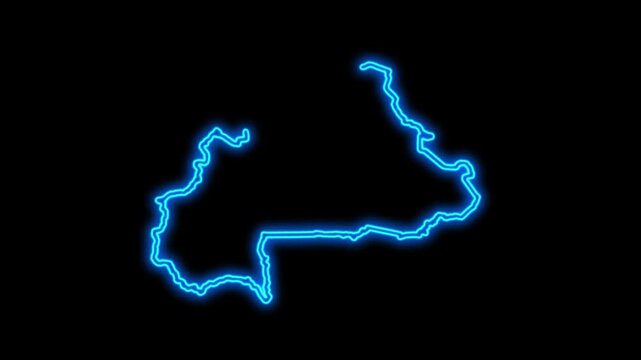 Burkina Faso Country Map Neon Lights, Abstract Burkina Faso Neon Lights Map Opener Suitable for Politics, Elections, Travel, News and Sports Events and Presentations