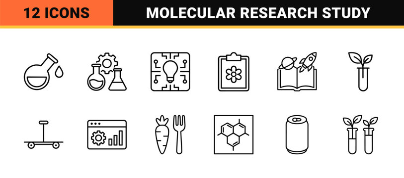 Science and laboratory minimalist outline icon set