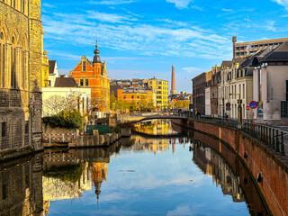 Obraz premium Street view of downtown Ghent, Belgium