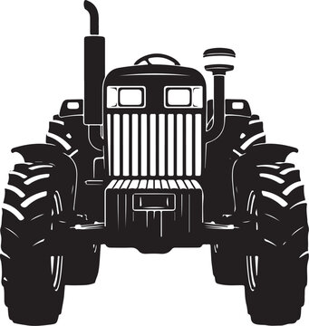 Vintage Tractor Front View Silhouette Illustration Design