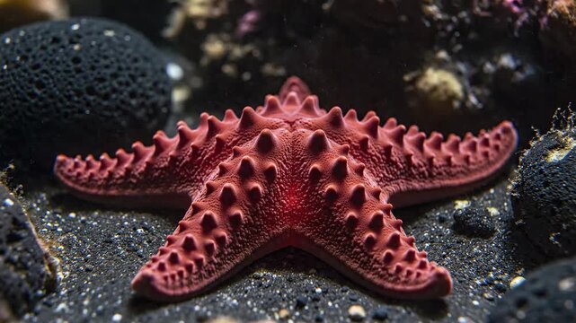 Vibrant Red Starfish With Internal Glow
