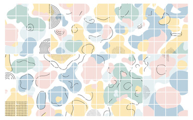 Fototapeta premium Anchor grid pastel organic shapes with coordinates vector illustration for ui mapping