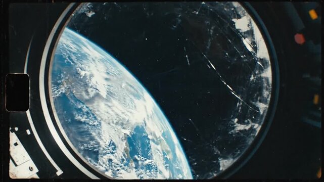 Earth view seen from international space station window in orbit
