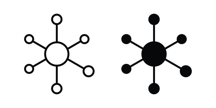 Centralized icon. Flat and outline icons. Black icons
