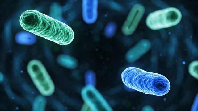 Microscopic view of bacteria cells multiplying.