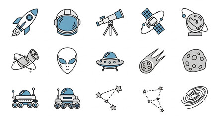 Space Icons and Symbols. © Ali
