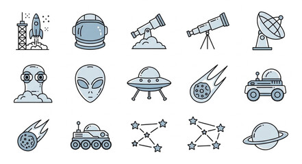 Space icons and symbols. © Ali