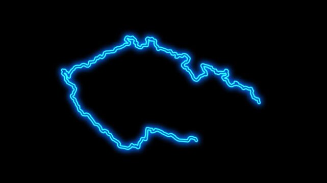 Czech Republic Country Map Neon Lights, Abstract Czech Republic Neon Lights Map Opener Suitable for Politics, Elections, Travel, News and Sports Events and Presentations