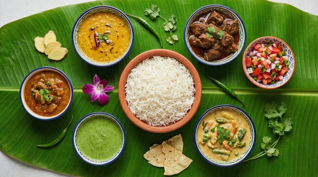 Jami Sasthi, Centered with fluffy white rice, surrounded by delicious gravies and pickles