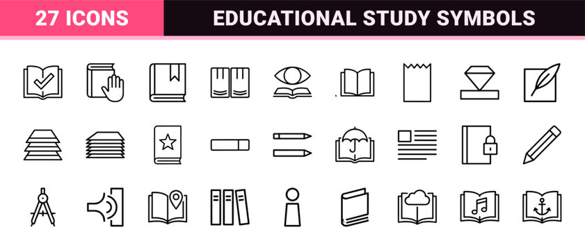 Book and education line icon set in minimalist style.