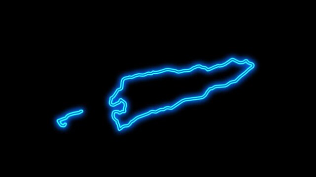 East Timor Country Map Neon Lights, Abstract East Timor Neon Lights Map Opener Suitable for Politics, Elections, Travel, News and Sports Events and Presentations