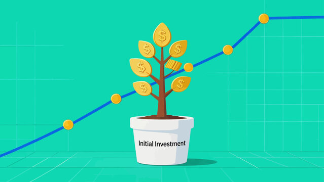 Money tree growing with investment graph