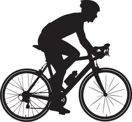 Obraz premium Cyclist Riding Bicycle Silhouette Against White Background