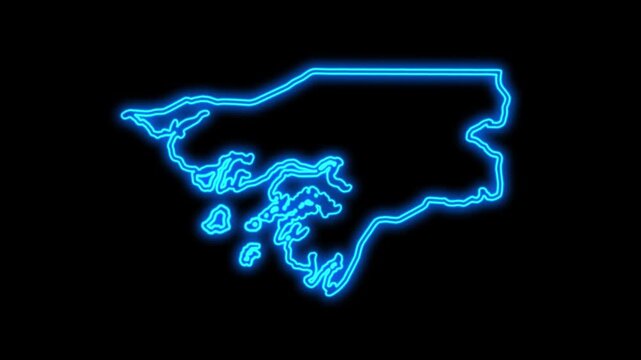 Guinea Bissau Country Map Neon Lights, Abstract Guinea Bissau Neon Lights Map Opener Suitable for Politics, Elections, Travel, News and Sports Events and Presentations