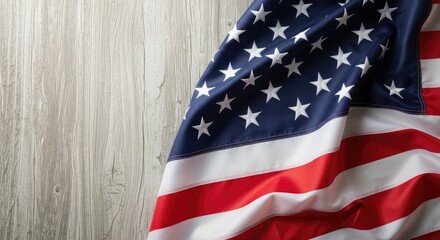 Obraz premium American flag against wooden background a symbol of freedom and patriotism