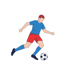 Obraz premium Soccer Player Kicking Ball, Dynamic Action Pose, Flat Design Illustration