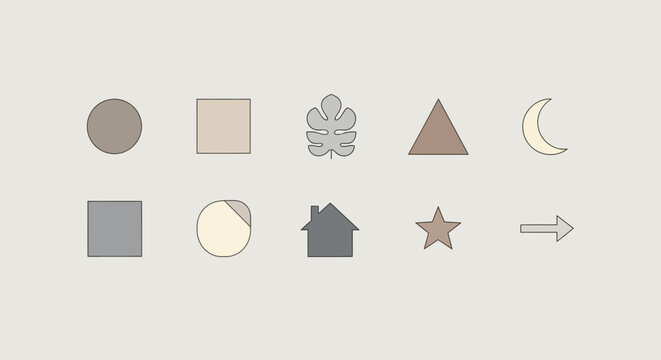 Geometric shapes icons symbols set.