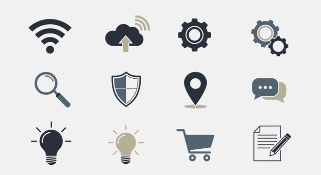 Technology icons for business communication.