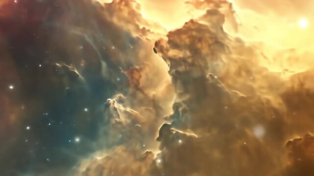 Cosmic cloudscape abstract nebula with vibrant colors and stellar glow